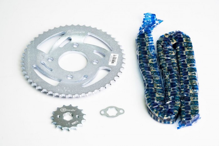 KIT CAJA CADENA - MRX 150 MOD. 2021  CONCAVO 4 HUECOS PASO 428 (PT50C-PD15C-428-H-132-C)DORADA CASSARELLA