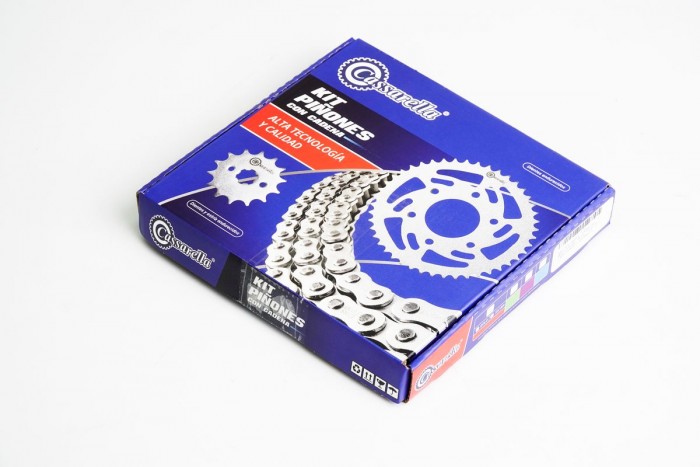 KIT CAJA CADENA - GIXXER 250/ V-STROM 250 SX  5 HUECOS (PT40C - PD13C - 520-H-120C)  O´RING DORADA CASSARELLA
