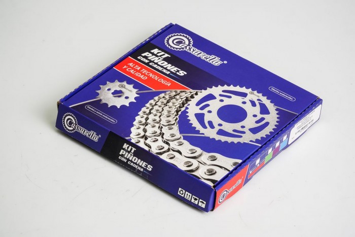 KIT CAJA CADENA - PULSAR NS 125 4 HUECOS (PT43C-PD14C-428-H-132-C) DORADA CASSARELLA