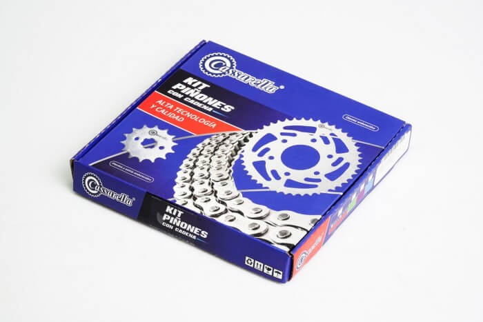 KIT CAJA CADENA - FZ 160 6 HUECOS (PT40C-PD14C-428-H-132-C) DORADA CASSARELLA