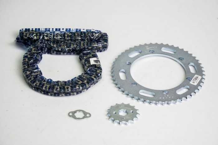 KIT ARRASTRE - SIGMA SE 150 FRENO DISCO 6 HUECOS (PT49C-PD15C-428-H-132-C) NIQUELADA CASSARELLA