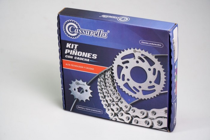 KIT ARRASTRE - DR 200 6 HUECOS (PT45C-PD15C - CAUCHO - 520-H-112-C) NIQUELADA CASSARELLA