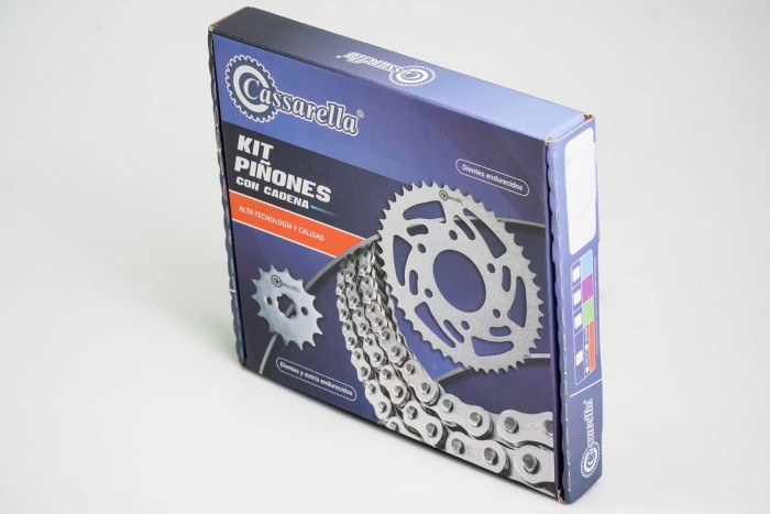 KIT ARRASTRE - XTZ 150 6 HUECOS (PT45C-PD14C-428-H-132-C) NIQUELADA CASSARELLA