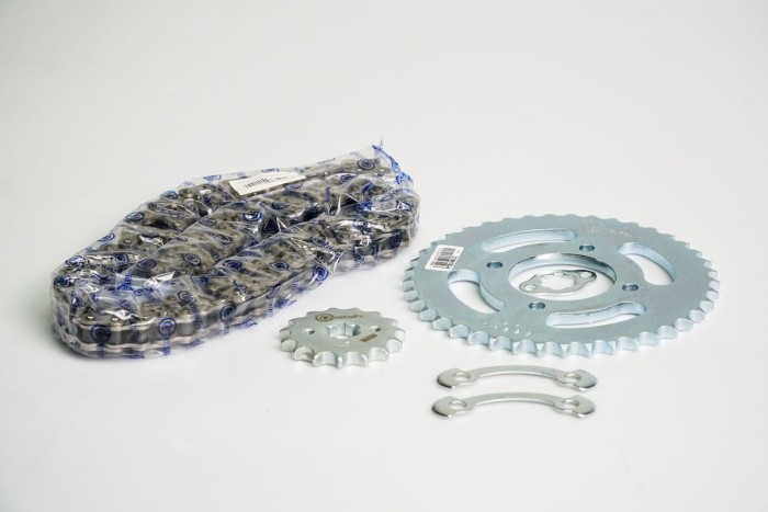 KIT ARRASTRE - HAOJUE DM150 4 HUECOS (PT41C-PD15C-428-H-124-C) NIQUELADA CASSARELLA