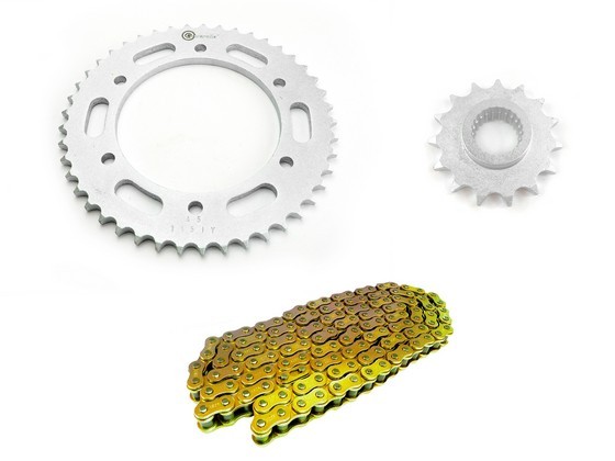 KIT ARRASTRE - YBR 250 6 HUECOS (PT45C-PD15C-428-H-132-C) DORADA CASSARELLA