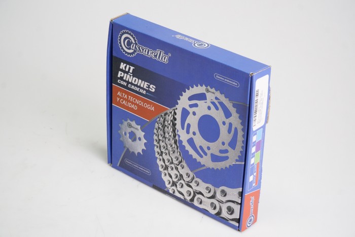 KIT ARRASTRE - NITRO 125 4 HUECOS (PT46C-PD14C-428 -H-120-C) NIQUELADA CASSARELLA