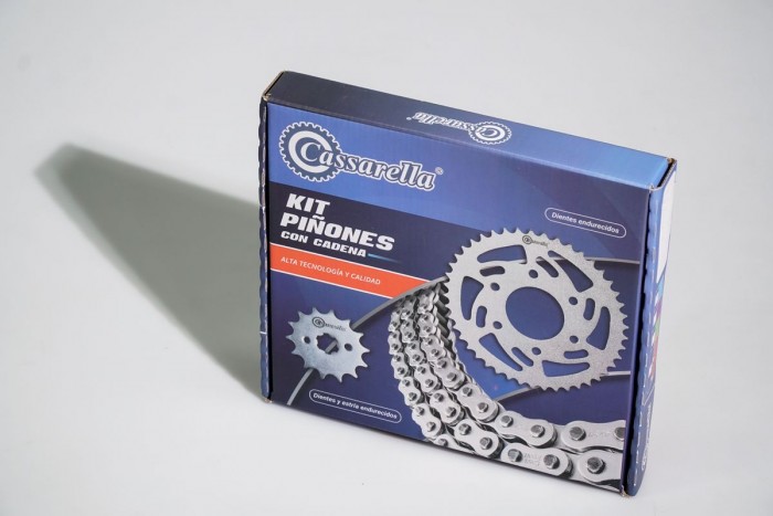 KIT ARRASTRE - KMX 125 6 HUECOS (PT50C-PD14C-428-H-132-C) NIQUELADA CASSARELLA